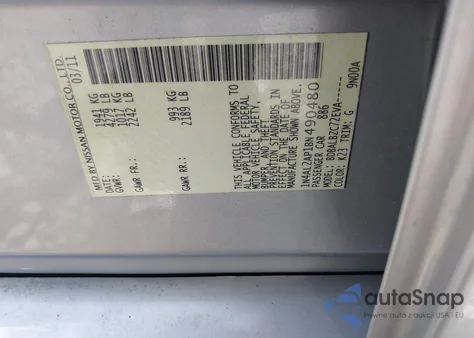 2011 Nissan Altima 2.5 S z USA, uszkodzony, nr VIN 1N4AL2AP1BN490480